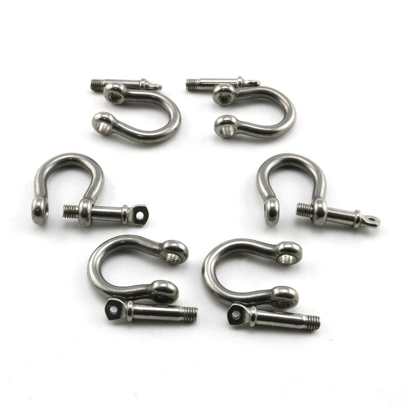 heyous 6pcs 1/5 Inch 5mm Screw Pin Anchor Shackle Stainless Steel Heavy Duty Bow Shape Load Clamp for Chains Wirerope Lifting Paracord Outdoor Camping Survival Rope Bracelets - Image 4